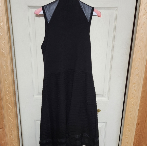 Calvin Klein Black Midi Dress with Leather Accents - Picture 9 of 11
